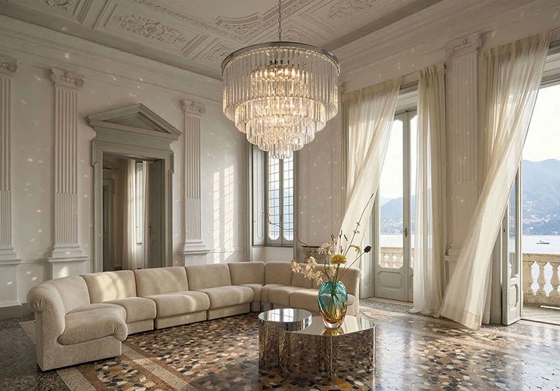 Multi-layer crystal chandelier villa project