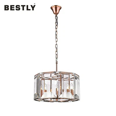 Mūsdienīgas piekaramas lampas ar skaidri griežamu stiklu sarkanā vara apdarē